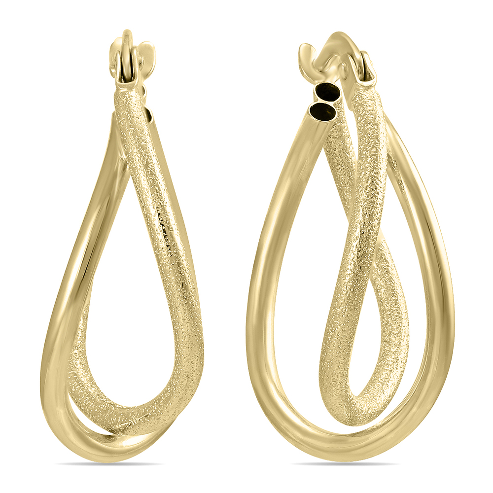 Twisted Drop Hoop Earrings in 14K Yellow Gold